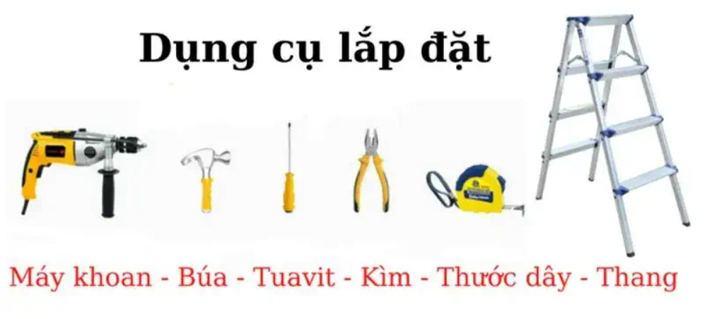 DUng cụ chuẩn bị lắp đặt lưới an toàn