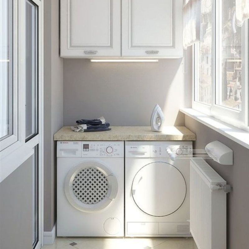 Decor góc ban công để máy giặt