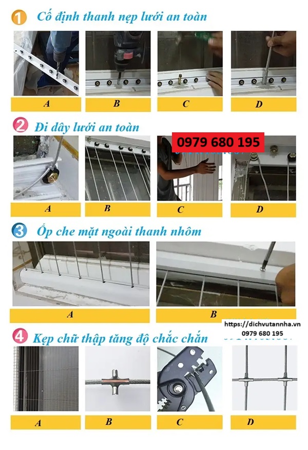 cách lắp đặt lưới an toàn ban công