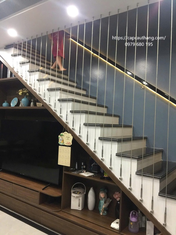 Dây cáp cầu thang inox bọc nhựa 8mm