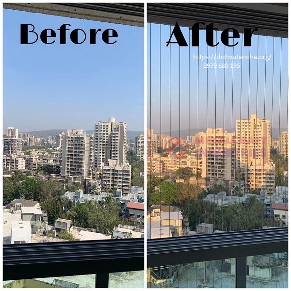 Lắp đặt lưới an toàn cho ban công